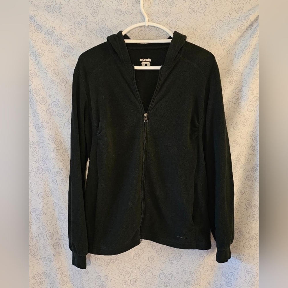Columbia Womens Full‑Zip Fleece Hoodie Large Black Casual Active Cozy Athleisure
